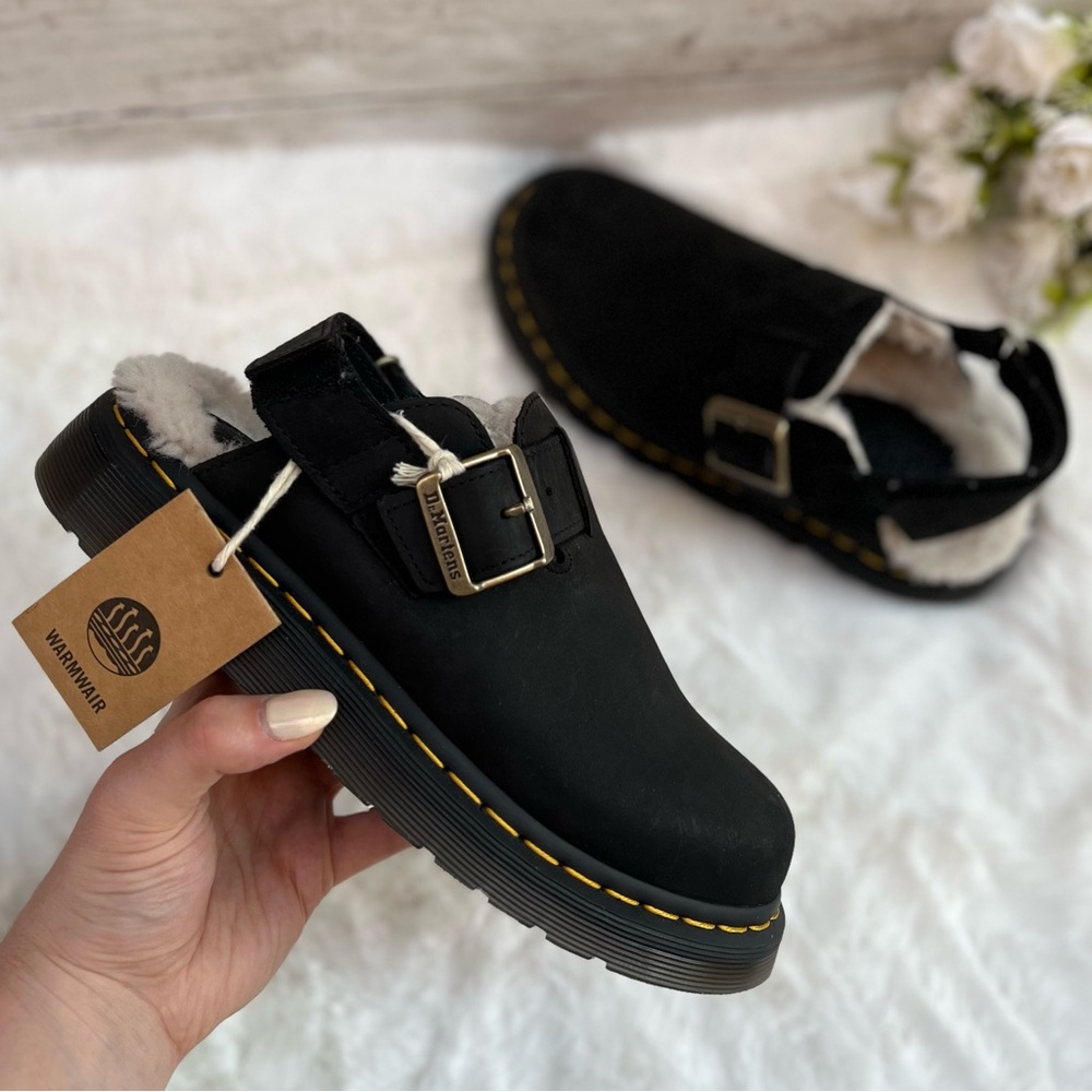 **SOLD NEW Womens Size 7 Dr. Martens Jorge II Fur Lined Slingback Platform Mules - Picture 1 of 12